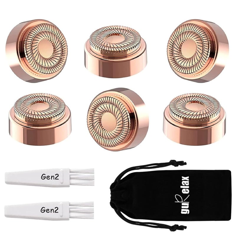 gurelax Replacement Heads for Finishing Touch Flawless Gen2, Replacement Blades for Facial Hair Remover Device for Women, 18k Gold Replacement Heads with Flannel Bag(Just fit for Gen2 Device) - Image 1